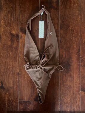 Boutine LA Cocoa Brown Off-Shore Halter One-Piece Swimsuit Size Medium